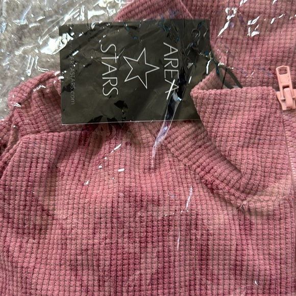 NWT Area Stars Mauve Cropped Long Sleeves Zip Up Moc Neck Jacket - Picture 4 of 5